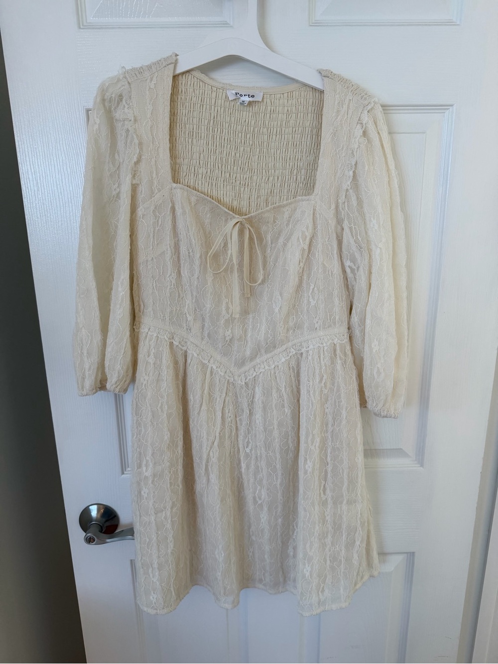 Cream Lace Mini Dress